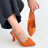 Pıert Turuncu Cilt Topuklu Ayakkabı thumbnail 4