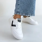 Jowen Beyaz Cilt Siyah Detaylı Bağcıklı Spor Ayakkabı thumbnail 4