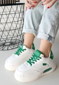 Chris Beyaz Cilt Yeşil Detaylı Bağcıklı Spor Ayakkabı thumbnail 2