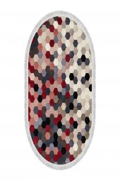 elleser Dekoratif Yıkanabilir Kaymaz Tabanlı Oval Salon Halısı - 2