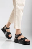 Sibna Siyah Cilt Kemerli Sandalet thumbnail 2