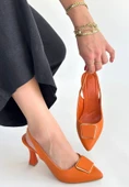 Pıert Turuncu Cilt Topuklu Ayakkabı thumbnail 1