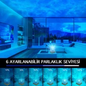 HyMark Kristal Kuzey Işıkları Okyanus Dalgası 16 Renk Projektör Dahili Pil Gece Lambası Kumandalı Dokunmatik thumbnail 5
