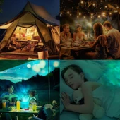 HyMark Kristal Kuzey Işıkları Okyanus Dalgası 16 Renk Projektör Dahili Pil Gece Lambası Kumandalı Dokunmatik thumbnail 12