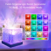 HyMark Kristal Kuzey Işıkları Okyanus Dalgası 16 Renk Projektör Dahili Pil Gece Lambası Kumandalı Dokunmatik - 2