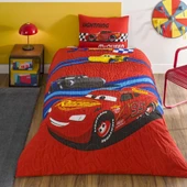Taç Lisanslı Disney Cars Race Track Tek Kişilik Pamuk Complete Set - 1