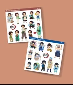 Tanjiro Kamado-2li çıkartma sticker-Inosuke Hashibira-Demon Slayer-etiket parlak kağıt-süsleme-hediye thumbnail 5