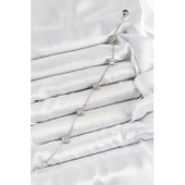 316L Çelik Yonca Model Gümüş Renk Kadın Bileklik Vice-5353 - 2