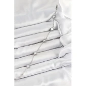 316L Çelik Beyaz Sedef Yonca Model Gümüş Renk Kadın Bileklik Vice-5353 - 2