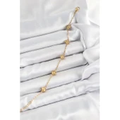 316L Çelik Yonca Model Gold Renk Kadın Bileklik Vice-5353 - 2