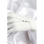 Pirinç Renkli Zirkon Taşlı Model Gümüş Renk Şahmeran - 1