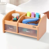 Supertrend Bambu Ahşap Çekmeceli Kalemlik Çok Amaçlı Supertrendaüstü Makyaj Düzenleyici Organizer - 1