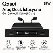 62WTesla Model 3,Y,S,X Uyumlu, USBA  USBC,80 cm Geri Çekilebilir Kablolu Araç Şarj İstasyonu - 1