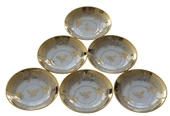 Boya Defolu Porselen 6 Kişilik Altın Renkli Yaldızlı Işlemeli Çay Tabağı No:7 - 2