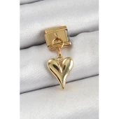 316L Çelik Sallantılı Kalp Model Gold Renk Nomination Charm - 1