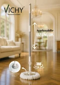 VICHY Mop Sap Seti  (Ayarlanabilir Alüminyum Sap-Çelik  Mop Başlığı,Mikrofiber Bez)  3lü Set VCH-6681 thumbnail 1