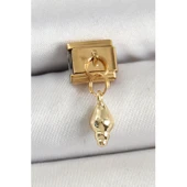 316L Çelik Sallantılı Deniz Kabuğu Model Gold Renk Nomination Charm - 1