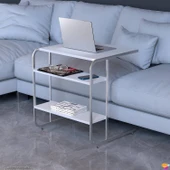 Modilayn C Yan Sehpa Geniş Boy Tekerlekli Çalışma, Atıştırmalık, Yemek, Laptop Sehpası Beyaz - 5