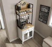 Hunerika Alva 2 Kapaklı1 Çekmeceli kahve dolabı-Wood Beyaz-Minifiks Bağlantılı - 2