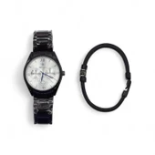 S Polo Erkek Saat Bileklik  Kombin Set Kutu Stil-2 Siyah Renk - 1