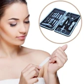 BUFFER® Çantalı Manikür Pensi Profesyonel ve Manikür Pedikür Seti 13 Parça Tırnak Eti İtici Ve Cımbı - 3