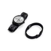 S Polo Erkek Saat Bileklik  Kombin Set Kutu Stil-2 Siyah Renk - 2