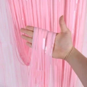 Soft Pembe Püsküllü Kapı Perdesi - Parti, Baby Shower, Cinsiyet Partisi 1x2 m - 1