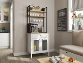 Hunerika Alva 2 Kapaklı1 Çekmeceli kahve dolabı-Wood Beyaz-Minifiks Bağlantılı - 1