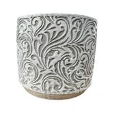 Bitki Tasarımı Ev dekorasyon Gri Çiçek Desen Beton Saksı Çiçeklik Saksılık thumbnail 3