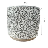 Bitki Tasarımı Ev dekorasyon Gri Çiçek Desen Beton Saksı Çiçeklik Saksılık thumbnail 2