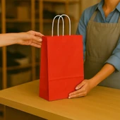 Supertrend Kraft Çanta Kırmızı Büyük Boy 31x41cm 25li thumbnail 3