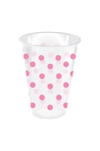 Supertrend Plastik Bardak Pembe Puantiyeli Şeffaf 250cc 25li - 1