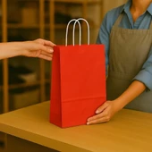 Supertrend Kraft Çanta Kırmızı Orta Boy 25x31cm 25li - 3