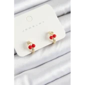 Pirinç Kiraz Model Gold Renk Çocuk Küpe - 1