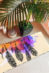 elleser Dekoratif Kaymaz Deri Tabanlı Yoga Matı - 1