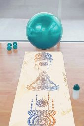 elleser Dekoratif Kaymaz Deri Tabanlı Yoga Matı - 1