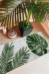 elleser Dekoratif Kaymaz Deri Tabanlı Yoga Matı - 1