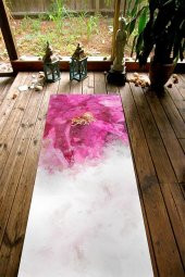 elleser Dekoratif Kaymaz Deri Tabanlı Yoga Matı - 1