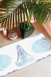 elleser Dekoratif Kaymaz Deri Tabanlı Yoga Matı - 1