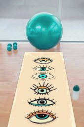 elleser Dekoratif Kaymaz Deri Tabanlı Yoga Matı - 1