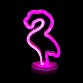 Neon Işıklı Flamingo Yazılı Masa Gece Lambası Pil ve Usb - 1