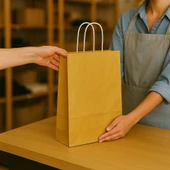 Supertrend Kraft Çanta Altın Küçük Boy 18x24cm 25li thumbnail 3