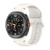 Samsung Galaxy Watch 8 Classic 47mm İle Uyumlu Metal Tokalı Spor Silikon Kordon  Starlight thumbnail 1