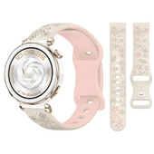 Huawei Watch GT5 Pro 42mm Uyumlu FloraFlex Çiçek Desenli Yumuşak Soft Silikon Kordon  Açık Pembe thumbnail 1