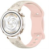 Huawei Watch GT5 Pro 42mm Uyumlu FloraFlex Çiçek Desenli Yumuşak Soft Silikon Kordon  Açık Pembe thumbnail 6