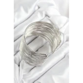 Pirinç Tel Sarma Model Gümüş Renk Kadın Bileklilk - 3