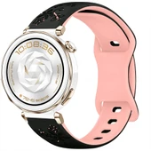 Huawei Watch GT5 Pro 42mm Uyumlu FloraFlex Çiçek Desenli Yumuşak Soft Silikon Kordon  Pudra thumbnail 6