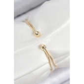 Pirinç Zirkon Taşlı Kalp Model Gold Renk Kadın Bileklik Vice-5353 - 2