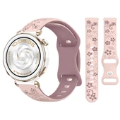 Huawei Watch GT5 Pro 42mm Uyumlu FloraFlex Çiçek Desenli Yumuşak Soft Silikon Kordon  Pembe thumbnail 1