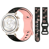 Huawei Watch GT5 Pro 42mm Uyumlu FloraFlex Çiçek Desenli Yumuşak Soft Silikon Kordon  Pudra thumbnail 1